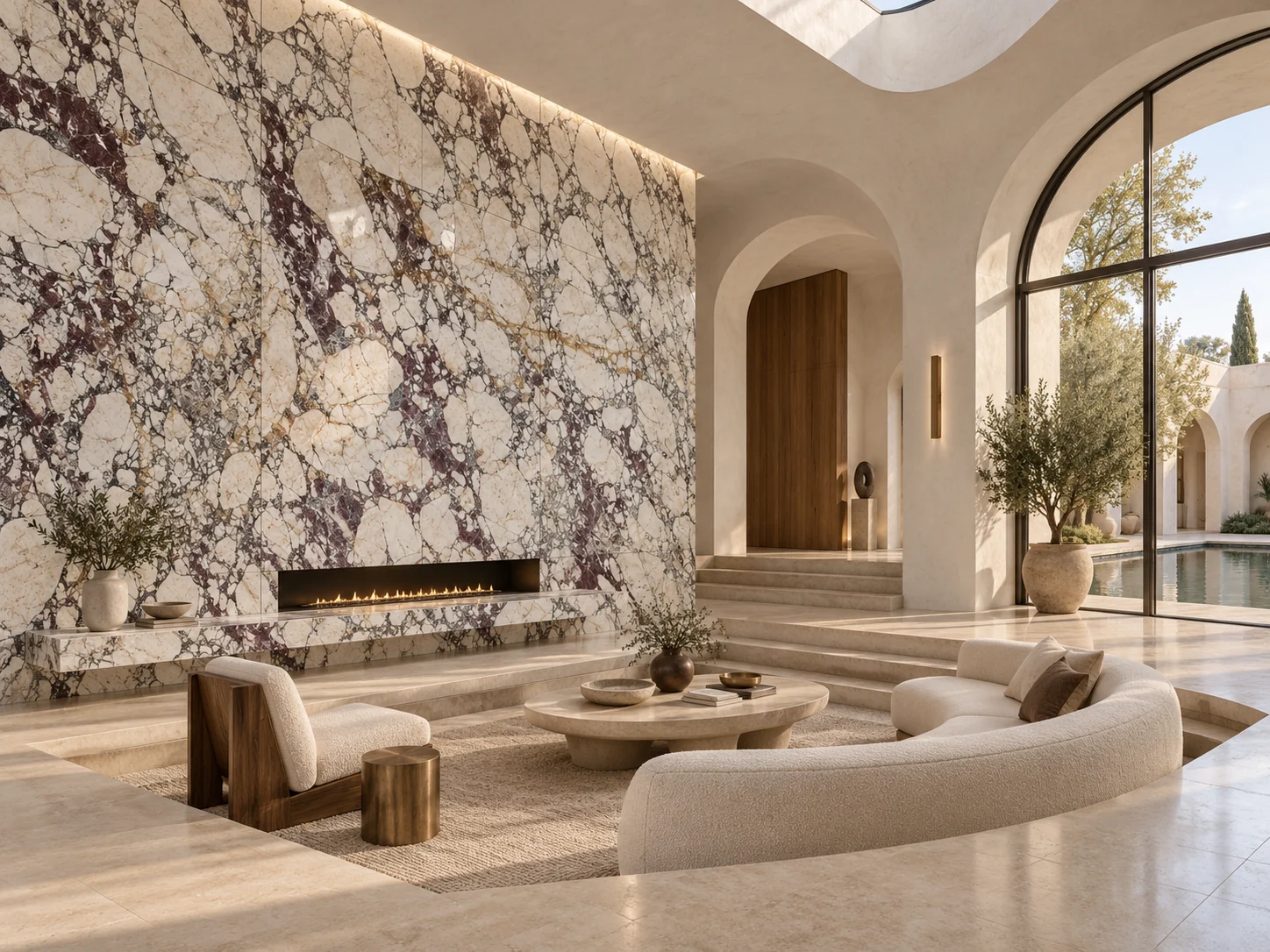 Calacatta Viola statement wall application