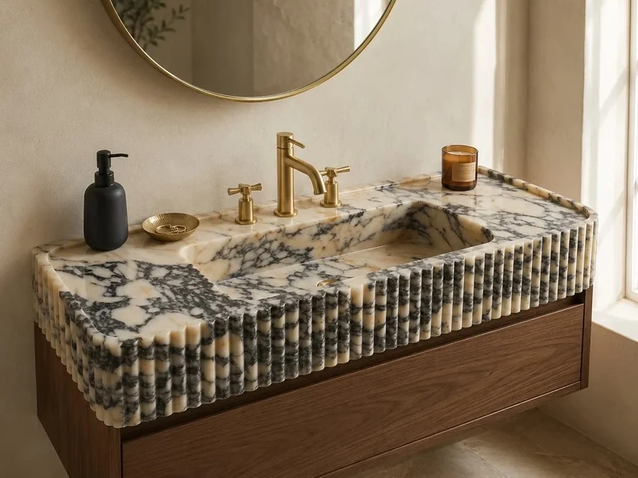 Calacatta Viola marble basin